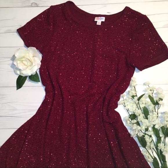 LuLaRoe Elegant Carly, red with sequins, size XS - Picture 1 of 7